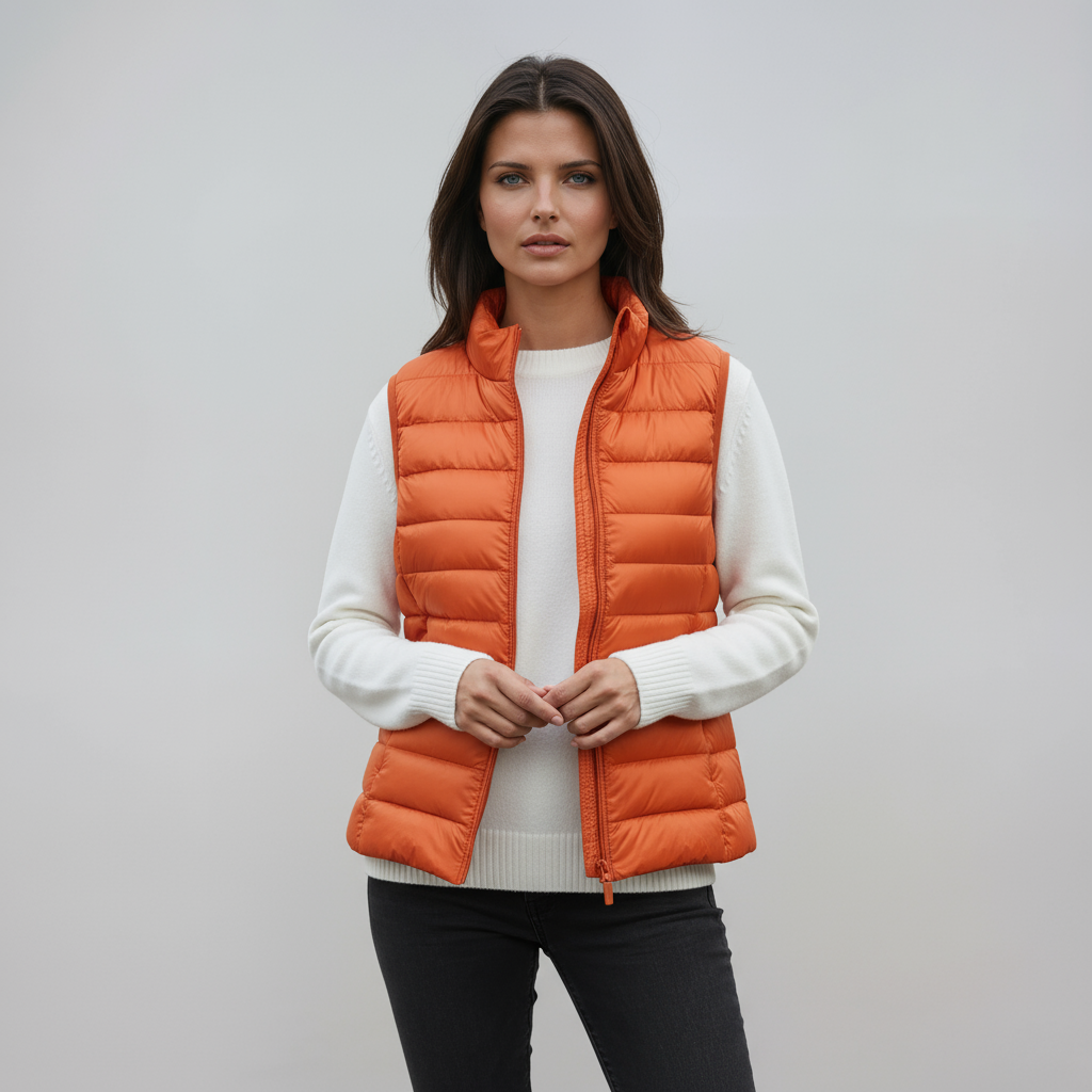 Chaleco Mujer Acolchado Cuello Alto Diseño Ligero