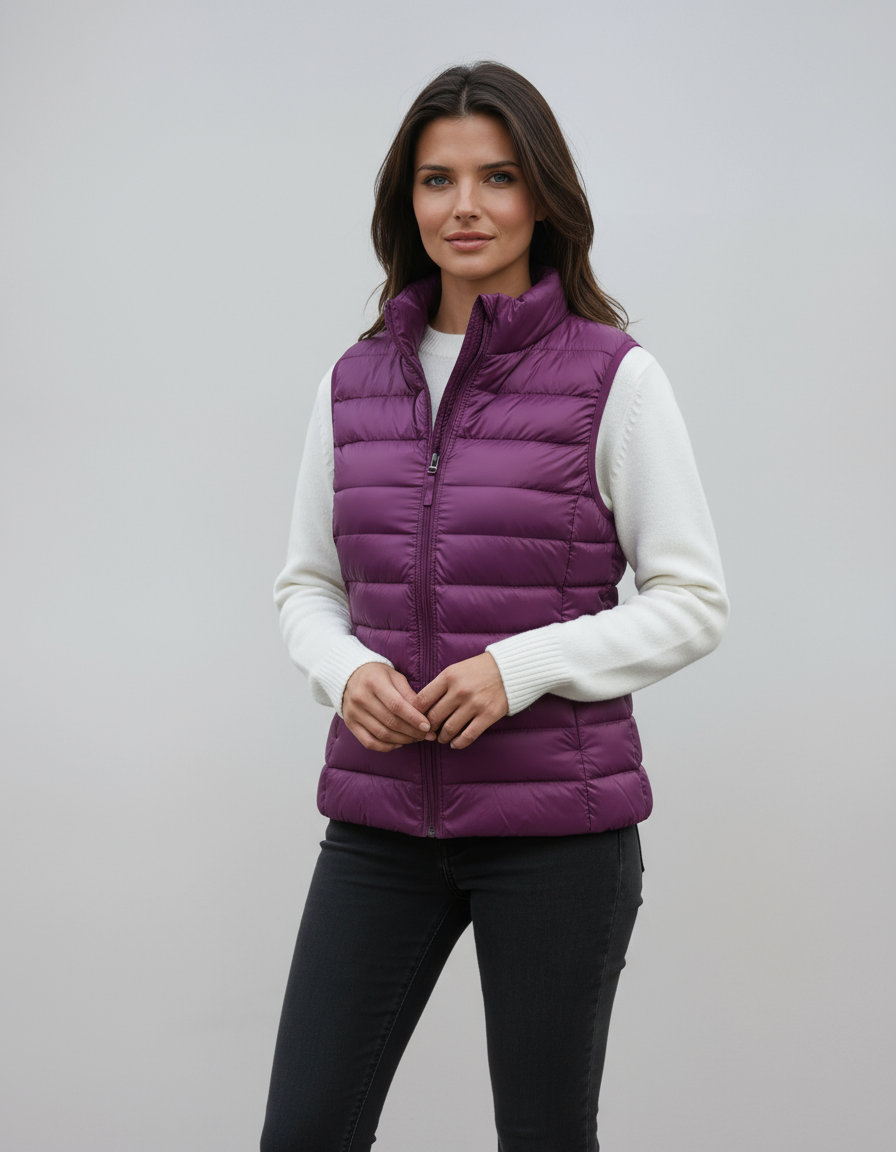 Chaleco Mujer Acolchado Cuello Alto Diseño Ligero