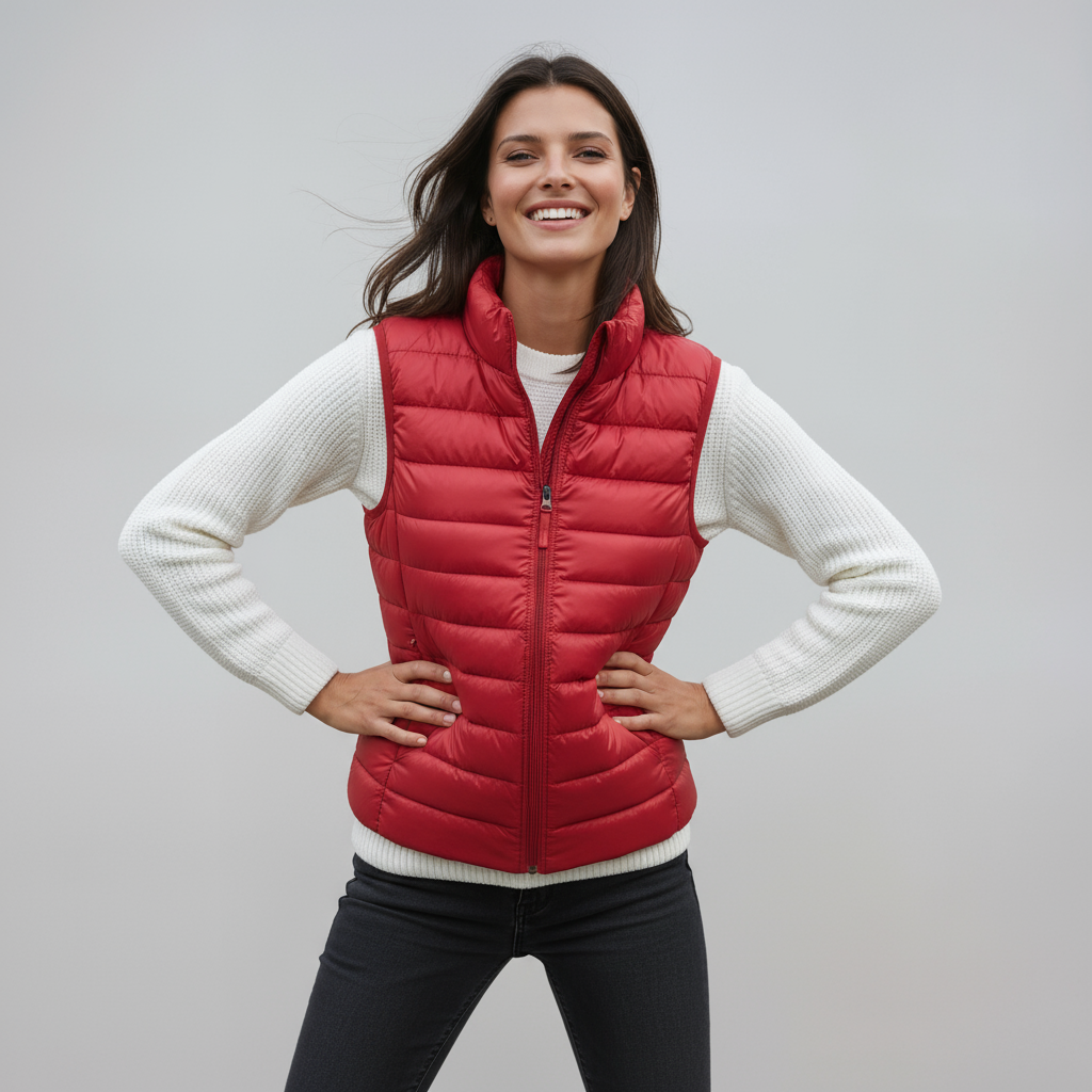Chaleco Mujer Acolchado Cuello Alto Diseño Ligero