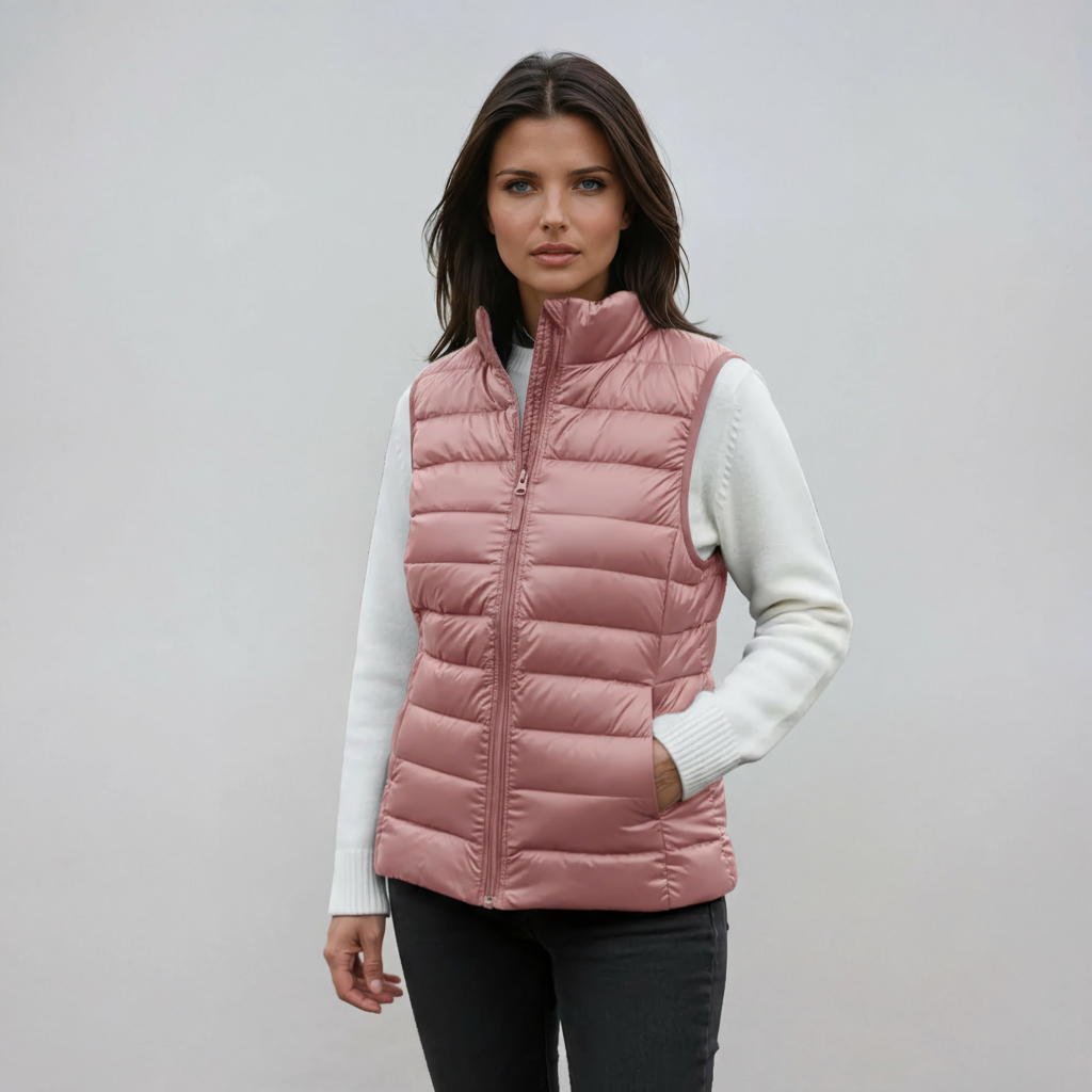 Chaleco Mujer Acolchado Cuello Alto Diseño Ligero