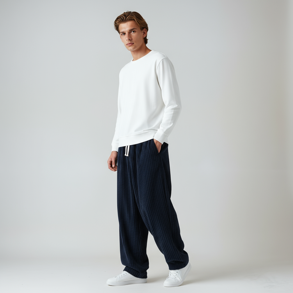 Pantalón Hombre de Pana Ajustable Corte Ancho