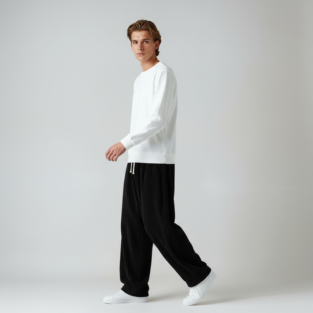 Pantalón Hombre de Pana Ajustable Corte Ancho