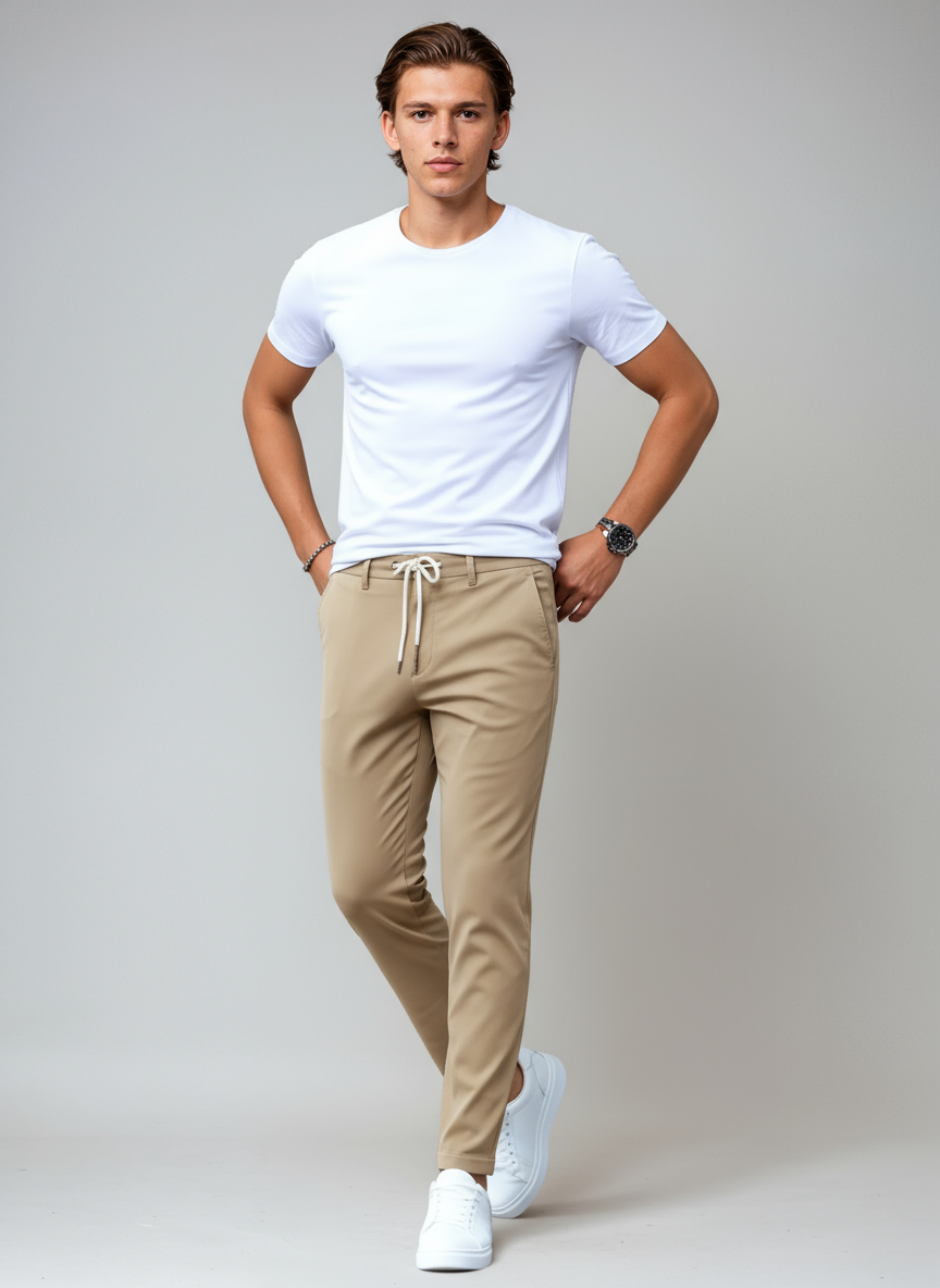 Pantalón chino hombre algodón slim fit estilo elegante