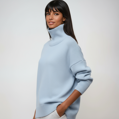 Jersey Mujer Cuello Alto Oversize Estilo Relajado