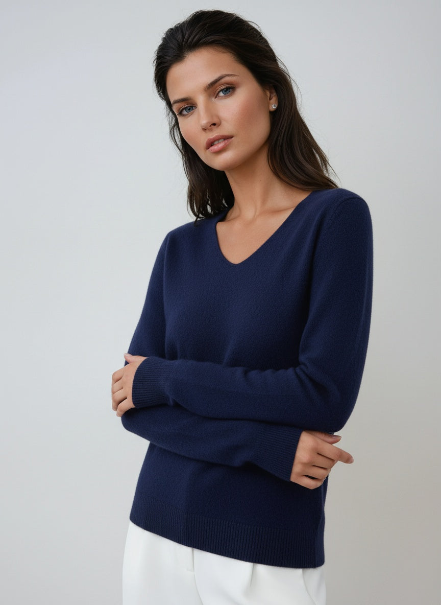 Jersey Mujer Cuello en V Manga Larga Suave
