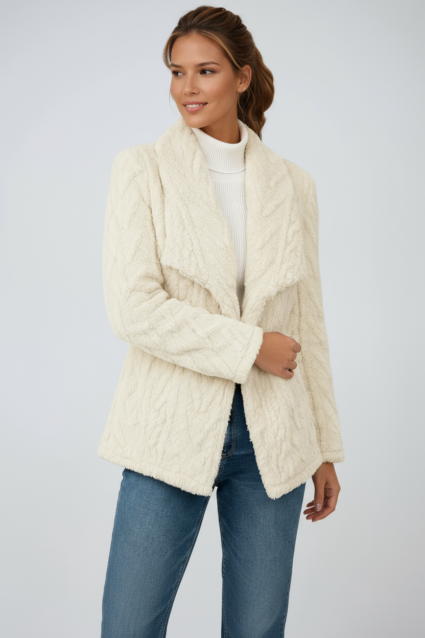 Abrigo Mujer de Peluche Tacto Suave Diseño Abierto