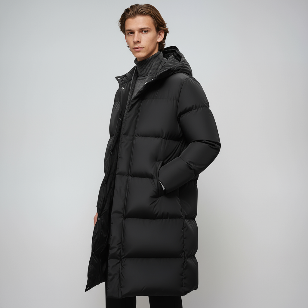 Chaqueta Hombre Acolchada Invierno con Capucha Ajuste Regular