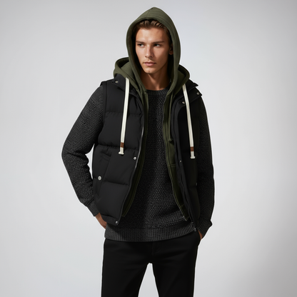 Chaleco Hombre Acolchado Puffer con Capucha Ajuste Regular