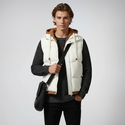 Chaleco Hombre Acolchado Puffer con Capucha Ajuste Regular