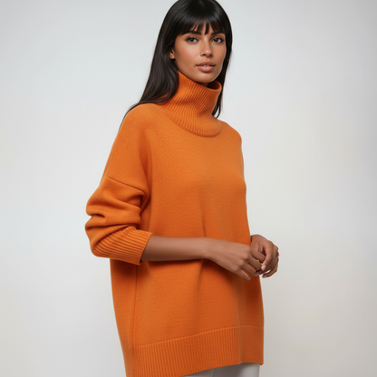 Jersey Mujer Cuello Alto Oversize Estilo Relajado