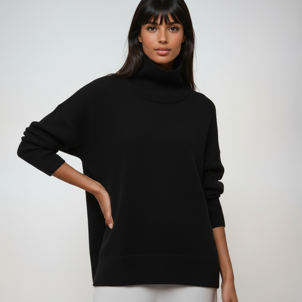 Jersey Mujer Cuello Alto Oversize Estilo Relajado