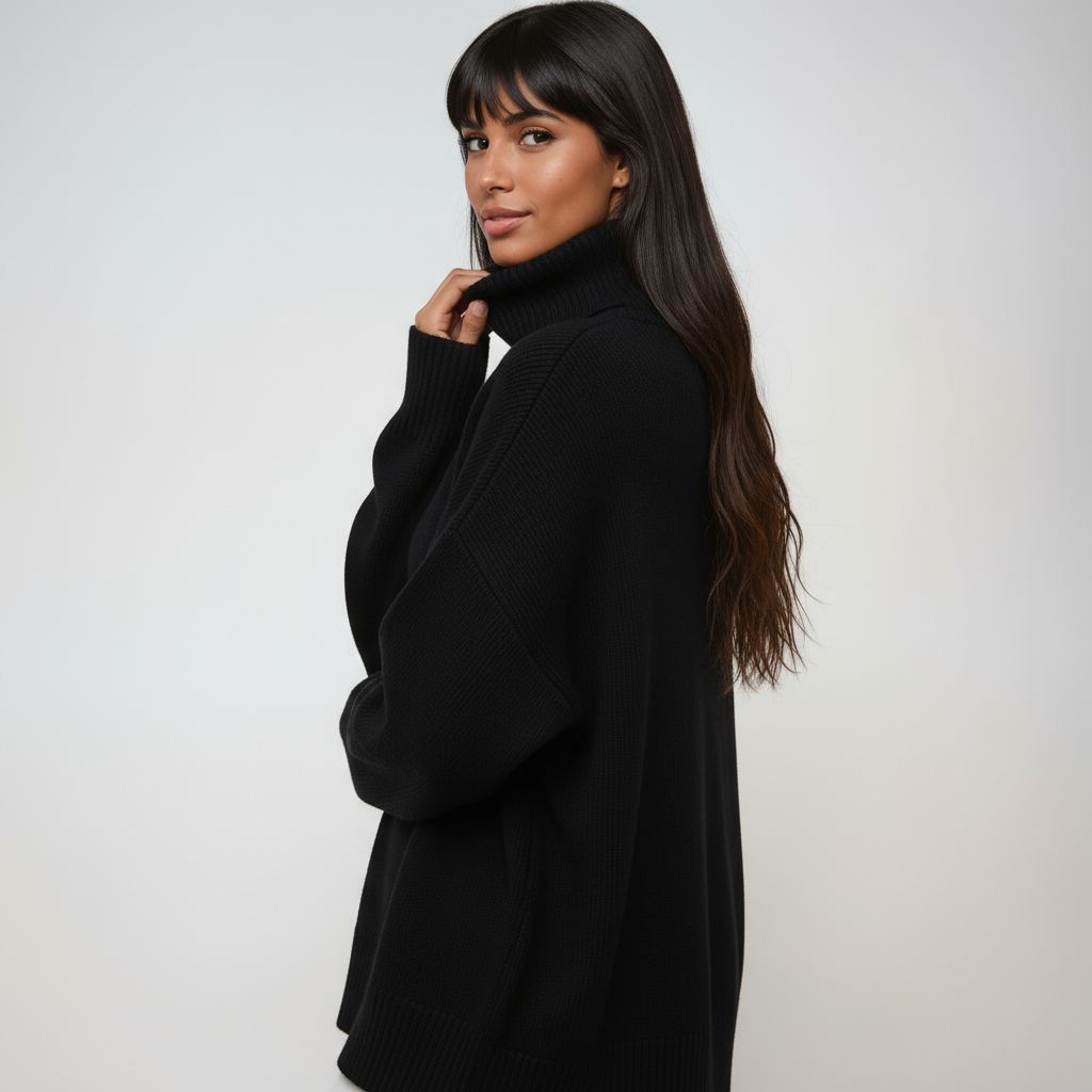 Jersey Mujer Cuello Alto Oversize Estilo Relajado