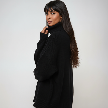 Jersey Mujer Cuello Alto Oversize Estilo Relajado