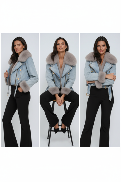 Chaqueta Mujer Vaquera Invierno Cuello Peluche
