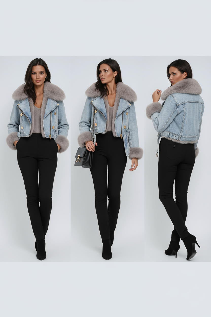 Chaqueta Mujer Vaquera Invierno Cuello Peluche