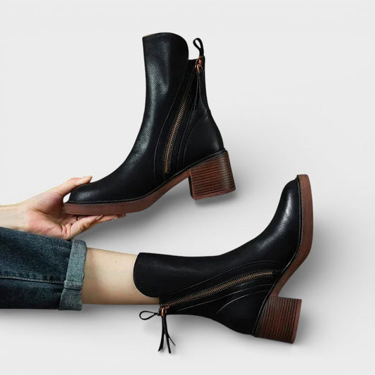 Botines Mujer Tacón Bloque Cremallera Lateral - Mavetta
