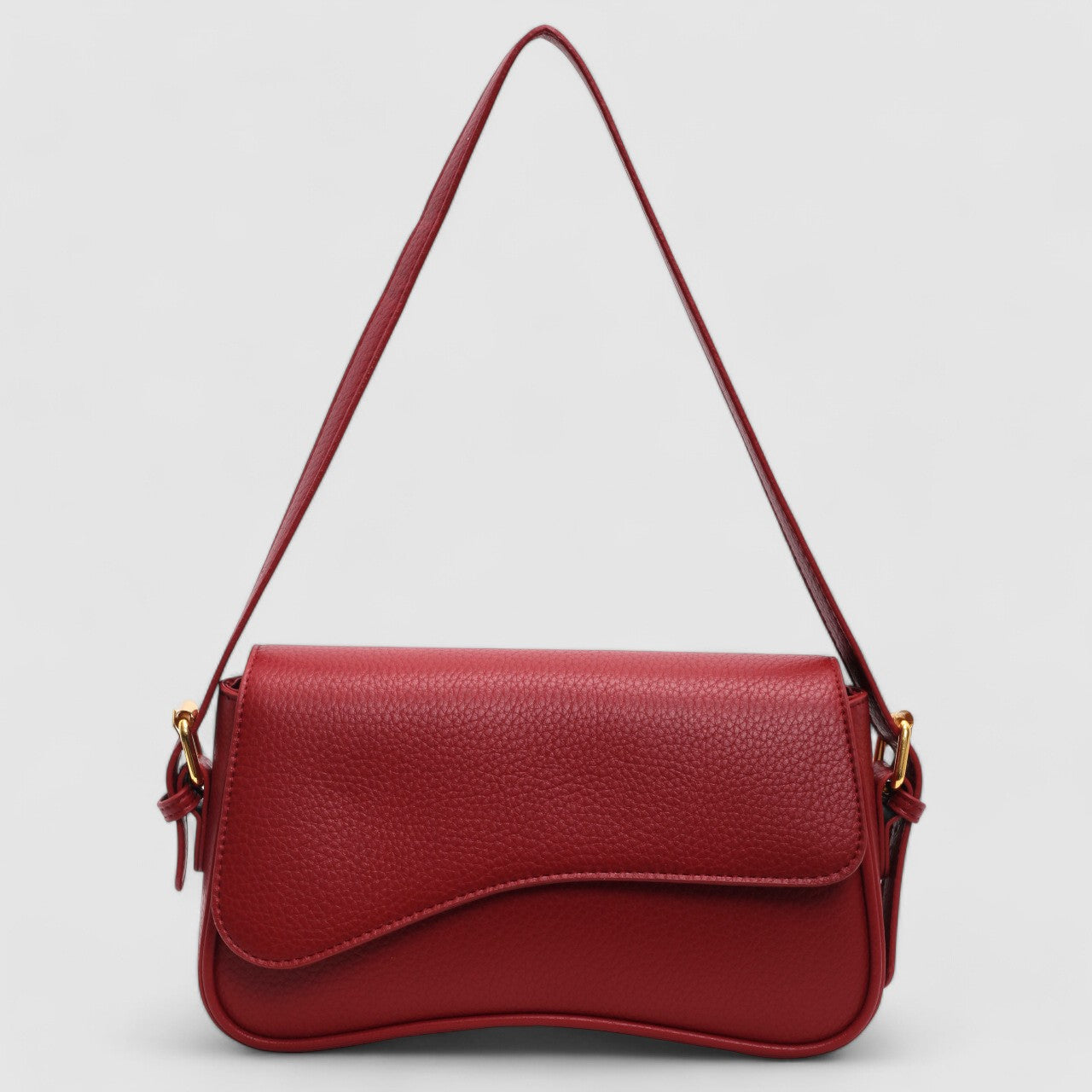 Bolso de hombro mujer de cuero vegano con solapa y correa ajustable