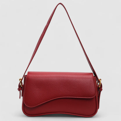 Bolso de hombro mujer de cuero vegano con solapa y correa ajustable