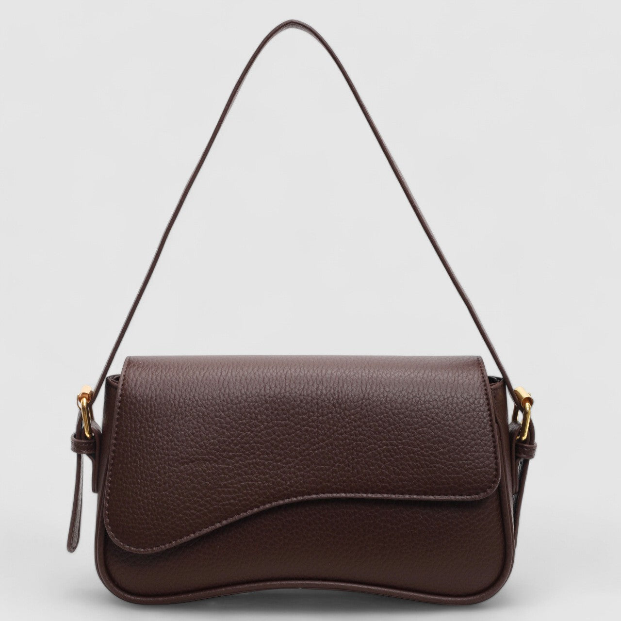 Bolso de hombro mujer de cuero vegano con solapa y correa ajustable