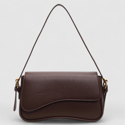Bolso de hombro mujer de cuero vegano con solapa y correa ajustable