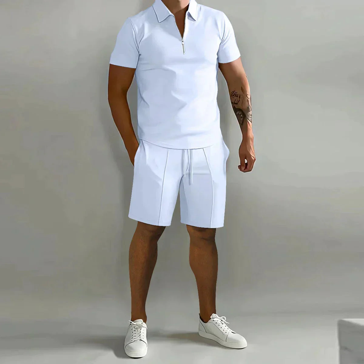 Conjunto Hombre Polo Algodón Manga Corta y Pantalón Corto