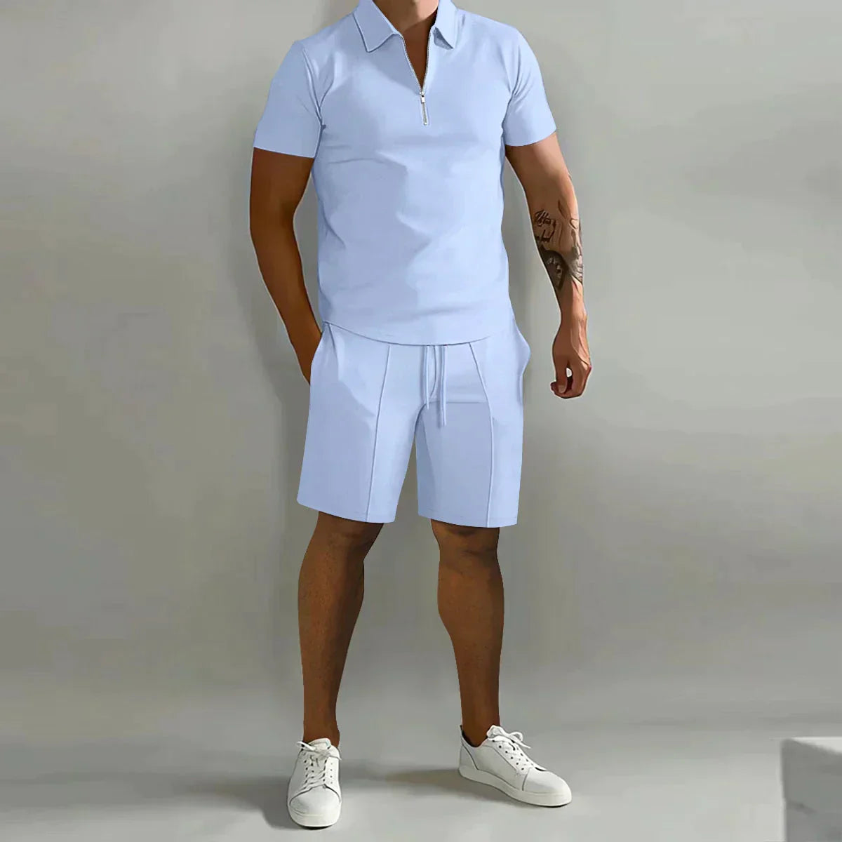 Conjunto Hombre Polo Algodón Manga Corta y Pantalón Corto