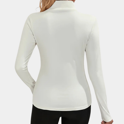 Mujer Cuello Alto Manga Larga Ajuste Slim