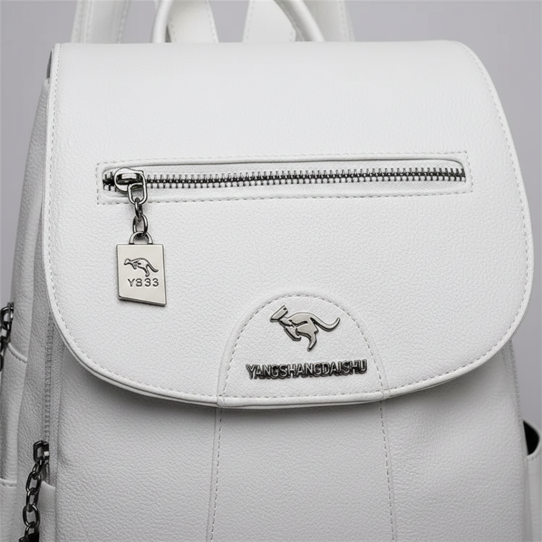 Mochila Pequeña Mujer con Solapa Cremallera Frontal y Bolsillos