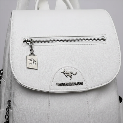 Mochila Pequeña Mujer con Solapa Cremallera Frontal y Bolsillos