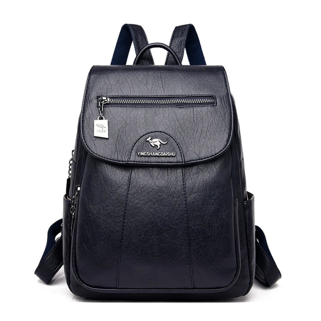 Mochila Pequeña Mujer con Solapa Cremallera Frontal y Bolsillos