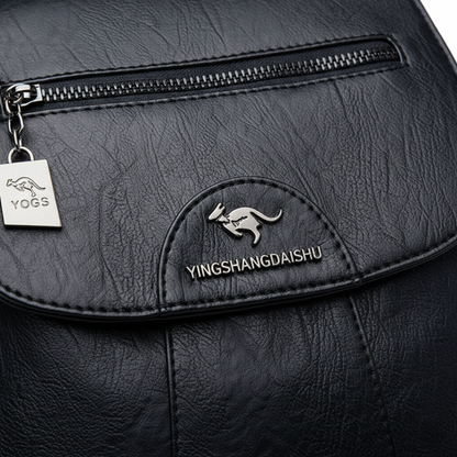Mochila Pequeña Mujer con Solapa Cremallera Frontal y Bolsillos