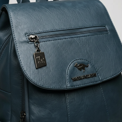 Mochila Pequeña Mujer con Solapa Cremallera Frontal y Bolsillos