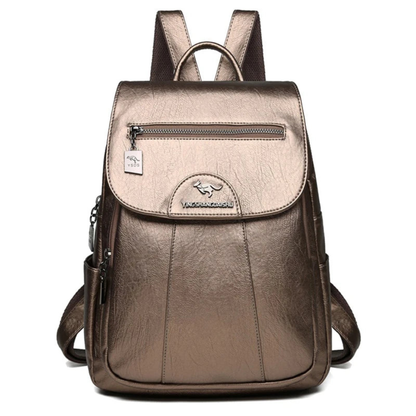 Mochila Pequeña Mujer con Solapa Cremallera Frontal y Bolsillos