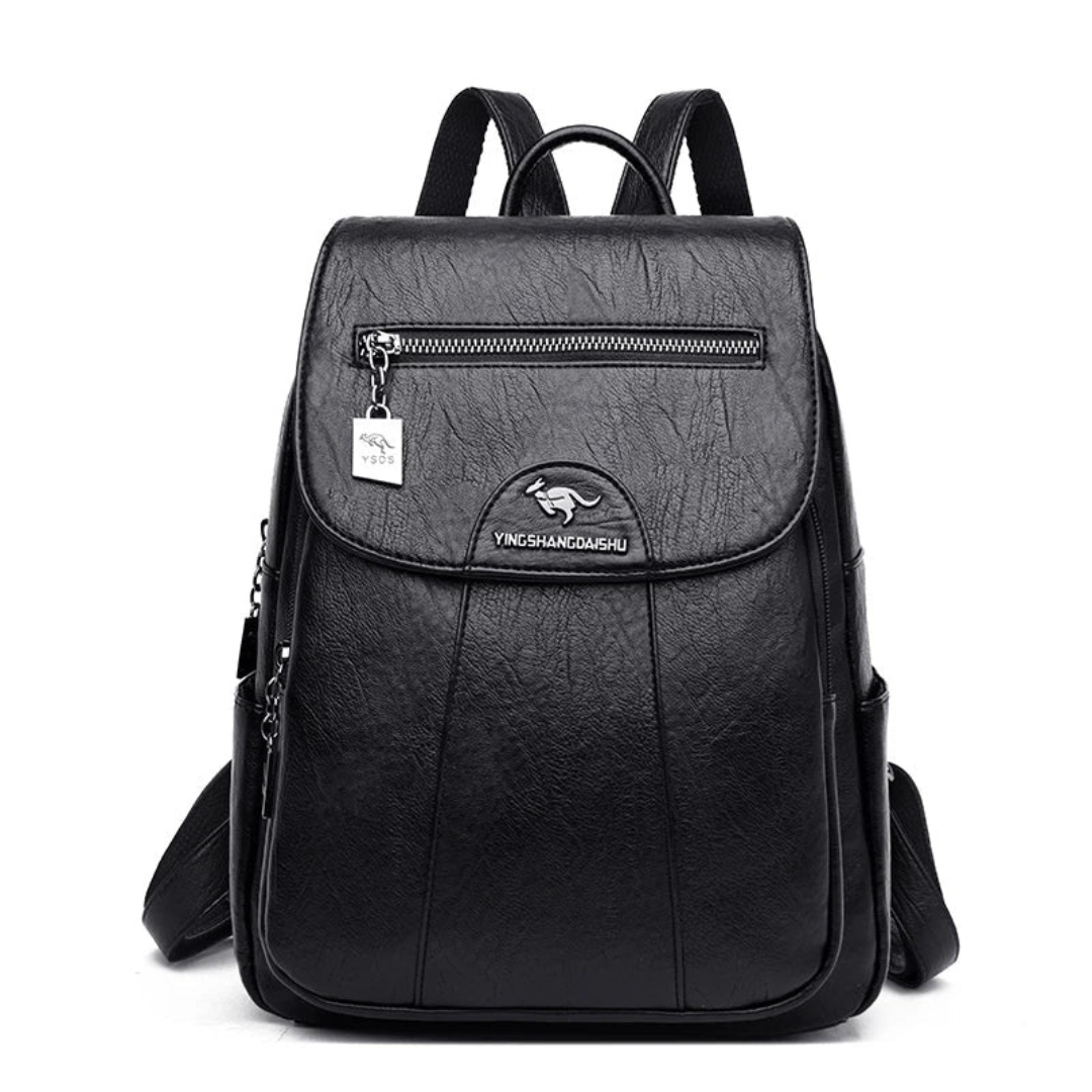 Mochila Pequeña Mujer con Solapa Cremallera Frontal y Bolsillos