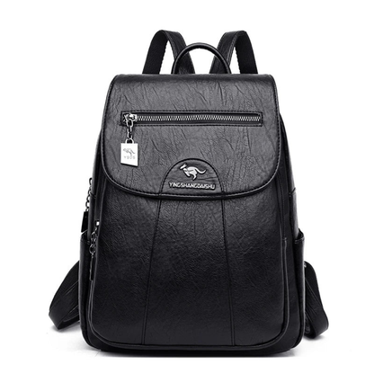 Mochila Pequeña Mujer con Solapa Cremallera Frontal y Bolsillos