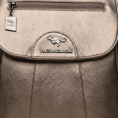 Mochila Pequeña Mujer con Solapa Cremallera Frontal y Bolsillos