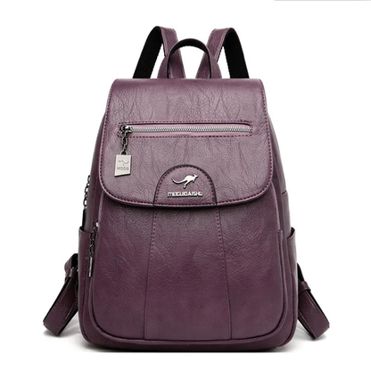 Mochila Pequeña Mujer con Solapa Cremallera Frontal y Bolsillos