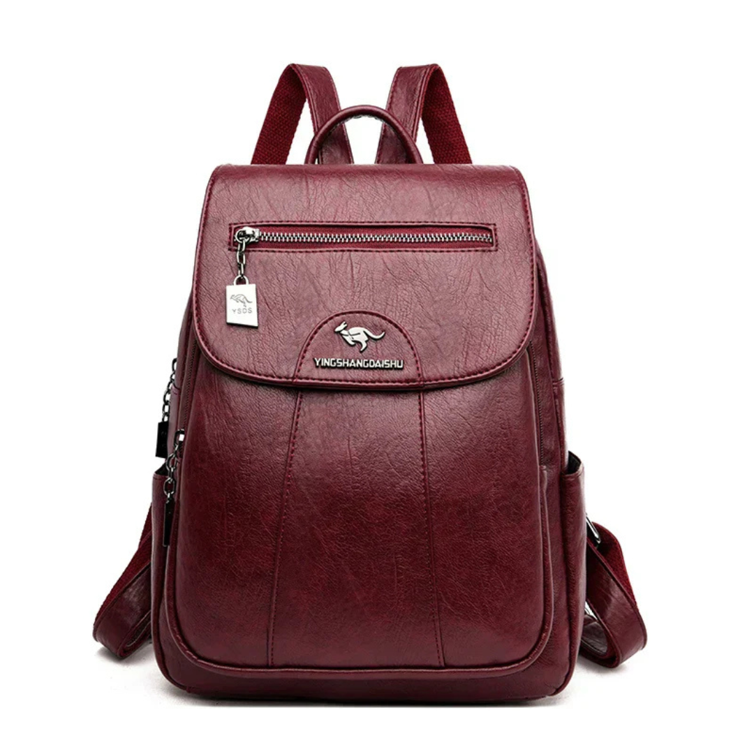Mochila Pequeña Mujer con Solapa Cremallera Frontal y Bolsillos