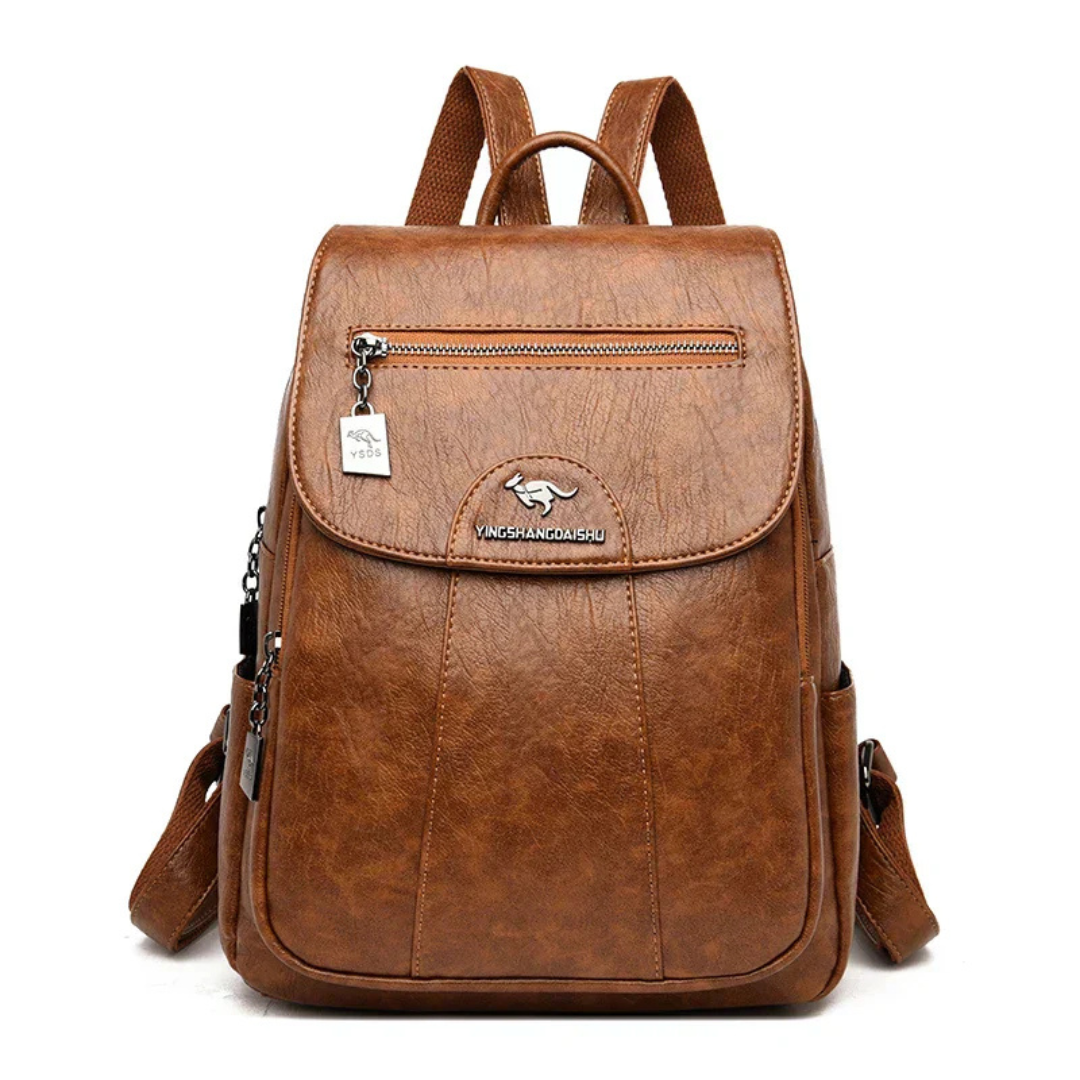 Mochila Pequeña Mujer con Solapa Cremallera Frontal y Bolsillos