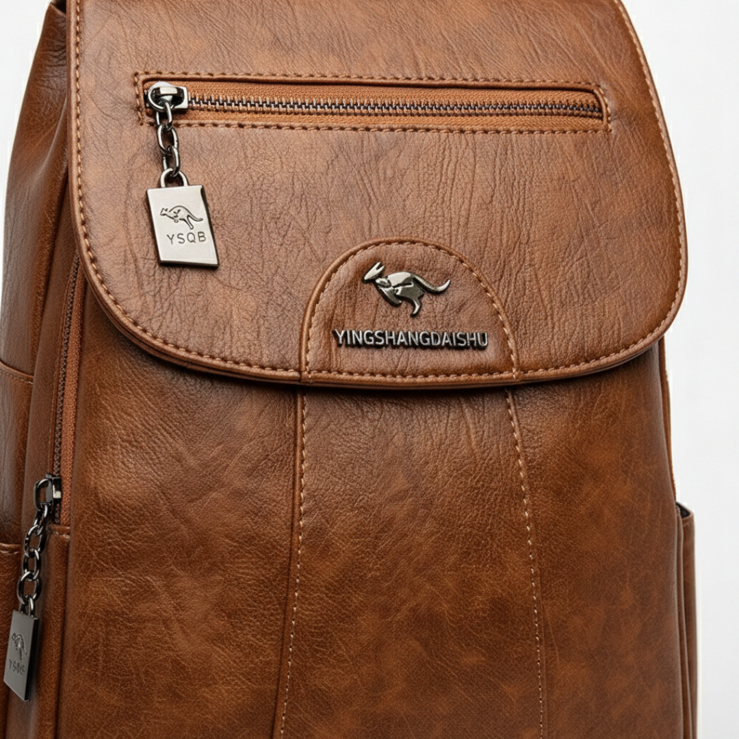 Mochila Pequeña Mujer con Solapa Cremallera Frontal y Bolsillos