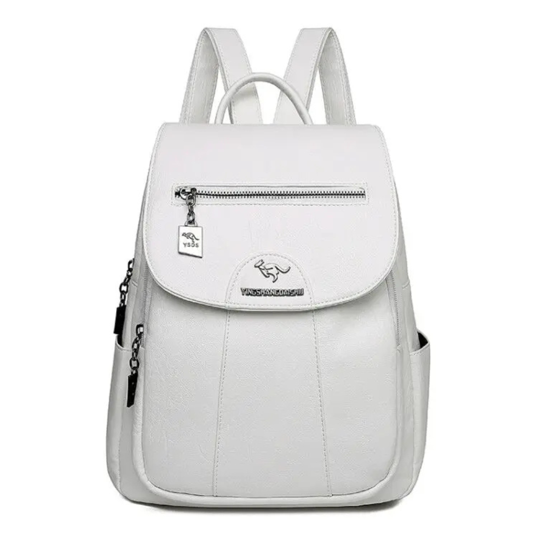 Mochila Pequeña Mujer con Solapa Cremallera Frontal y Bolsillos