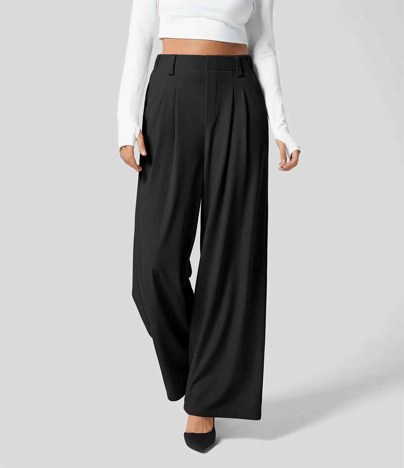 Pantalón Mujer de Talle Alto y Pierna Ancha Elegante