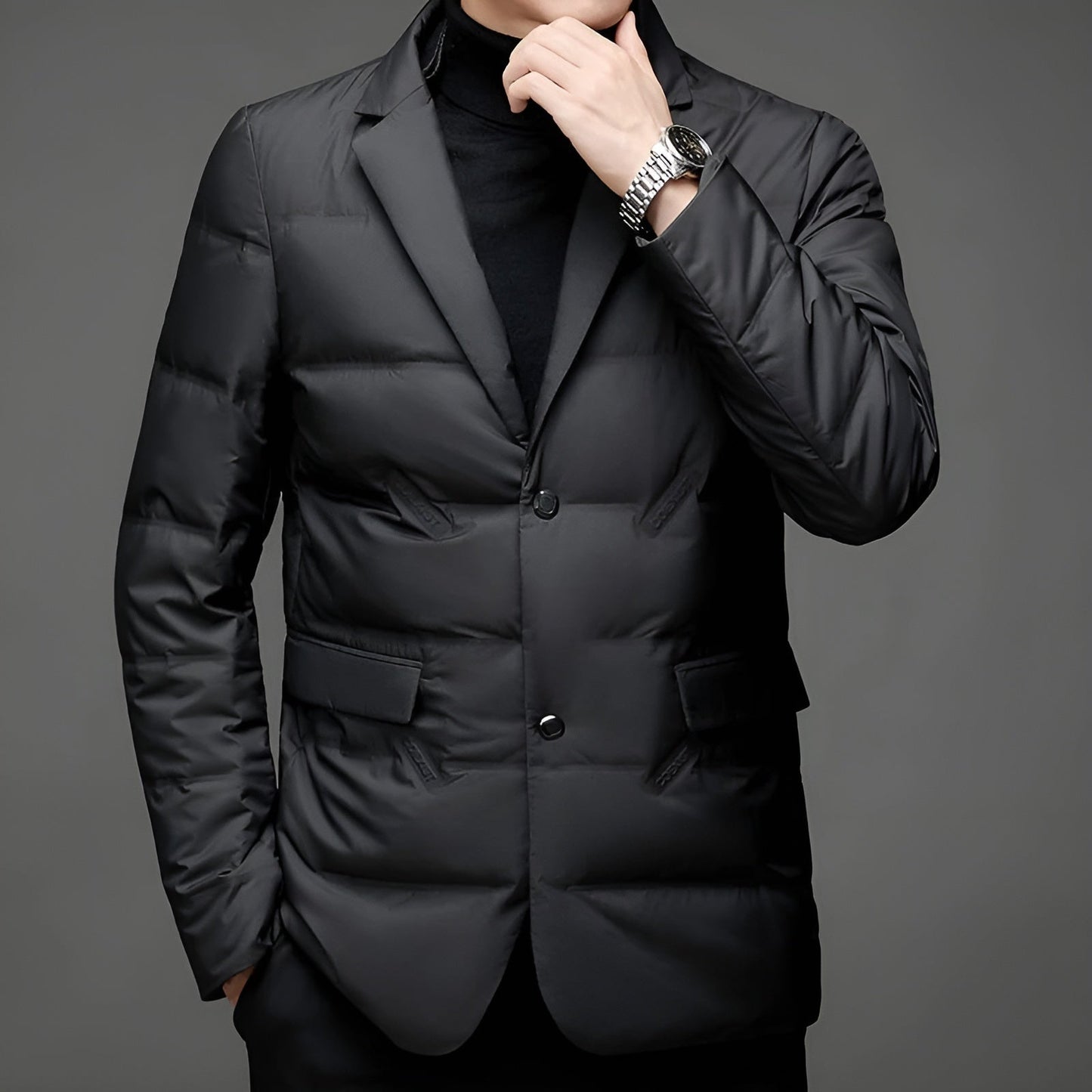 Chaqueta Acolchada Hombre Estilo Blazer Ajuste Clásico