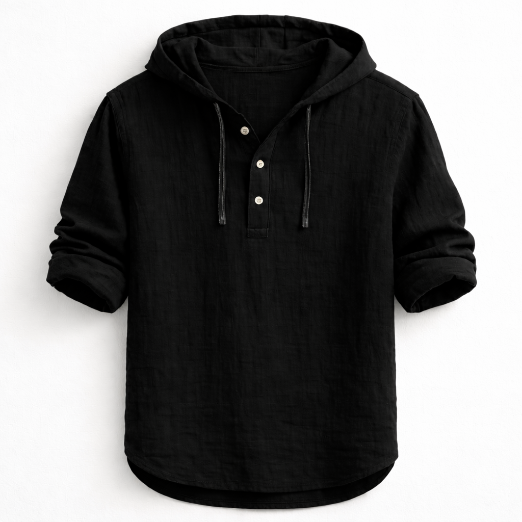 Camisa hombre de lino transpirable con capucha estilo casual