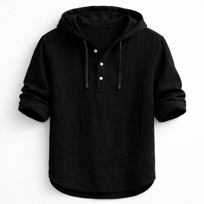 Camisa hombre de lino transpirable con capucha estilo casual