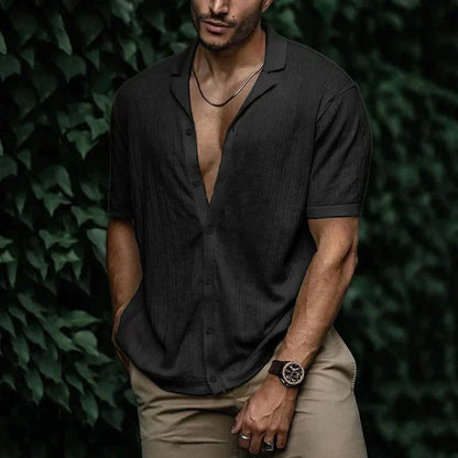 Camisa Hombre Verano Algodón Manga Corta Corte Relajado