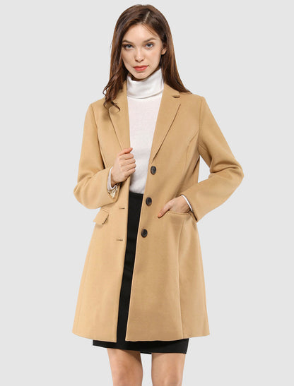 Abrigo Mujer Invierno Lana Solapa Clásica