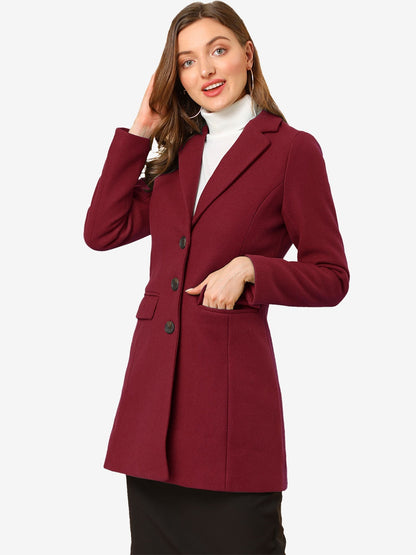 Abrigo Mujer Invierno Lana Solapa Clásica