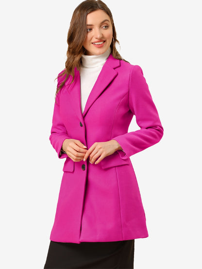 Abrigo Mujer Invierno Lana Solapa Clásica