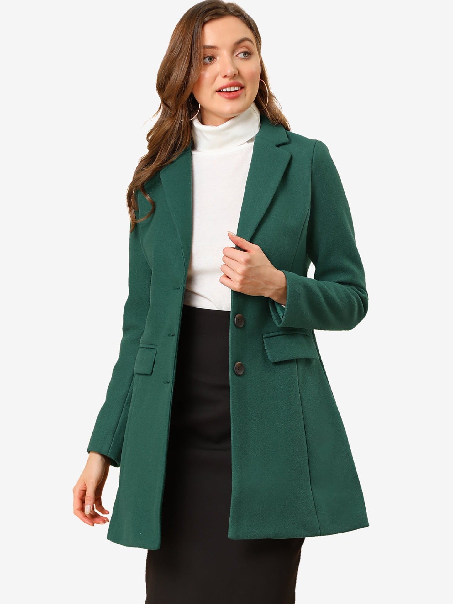 Abrigo Mujer Invierno Lana Solapa Clásica